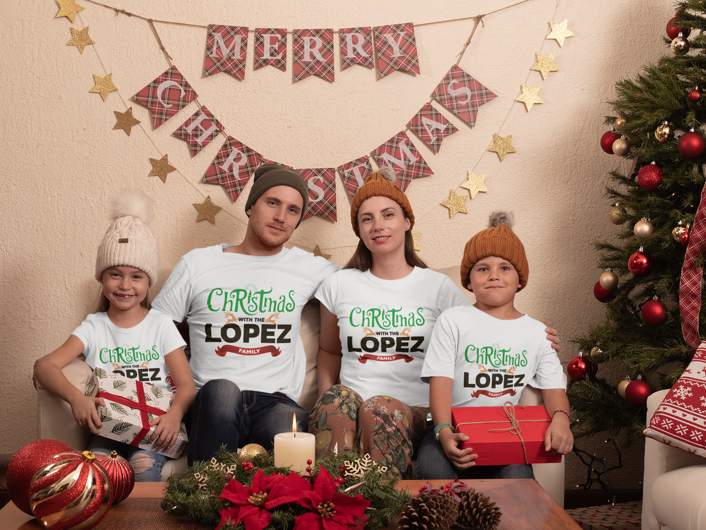 Christmas with the "Family Name" - T-Shirts