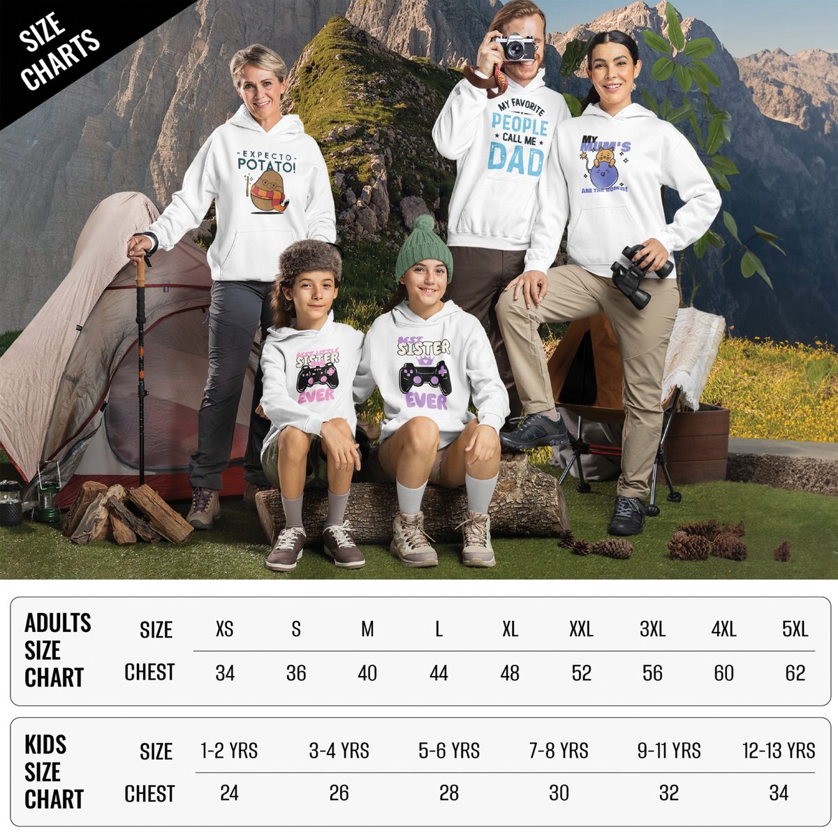 product info kids hoodie size