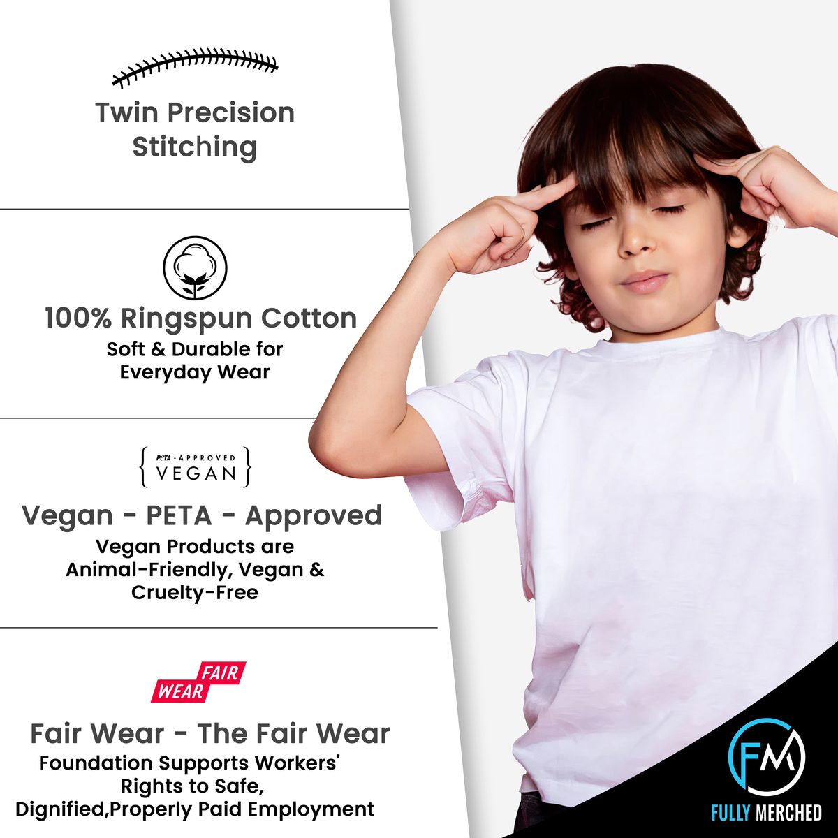 product info kids tshirt features